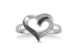 Black & White Diamond Heart Ring,  by SuperJeweler