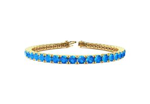 14 3/4 Carat Blue Topaz Tennis Bracelet in 14K Yellow Gold (15.4 g), 9 Inches by SuperJeweler