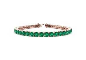 10 3/4 Carat Emerald Tennis Bracelet in 14K Rose Gold (11.1 g), 6 1/2 Inches by SuperJeweler