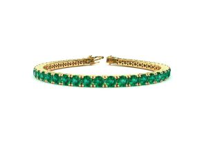 13 1/4 Carat Emerald Tennis Bracelet in 14K Yellow Gold (13.7 g), 8 Inches by SuperJeweler