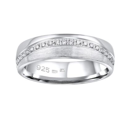 Snubný strieborný prsteň GLAMIS v prevedení so zirkónmi pre ženy veľkosť obvod 49 mm