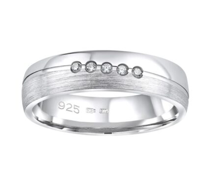Snubný strieborný prsteň PRESLEY v prevedení so zirkónmi pre ženy veľkosť obvod 51 mm