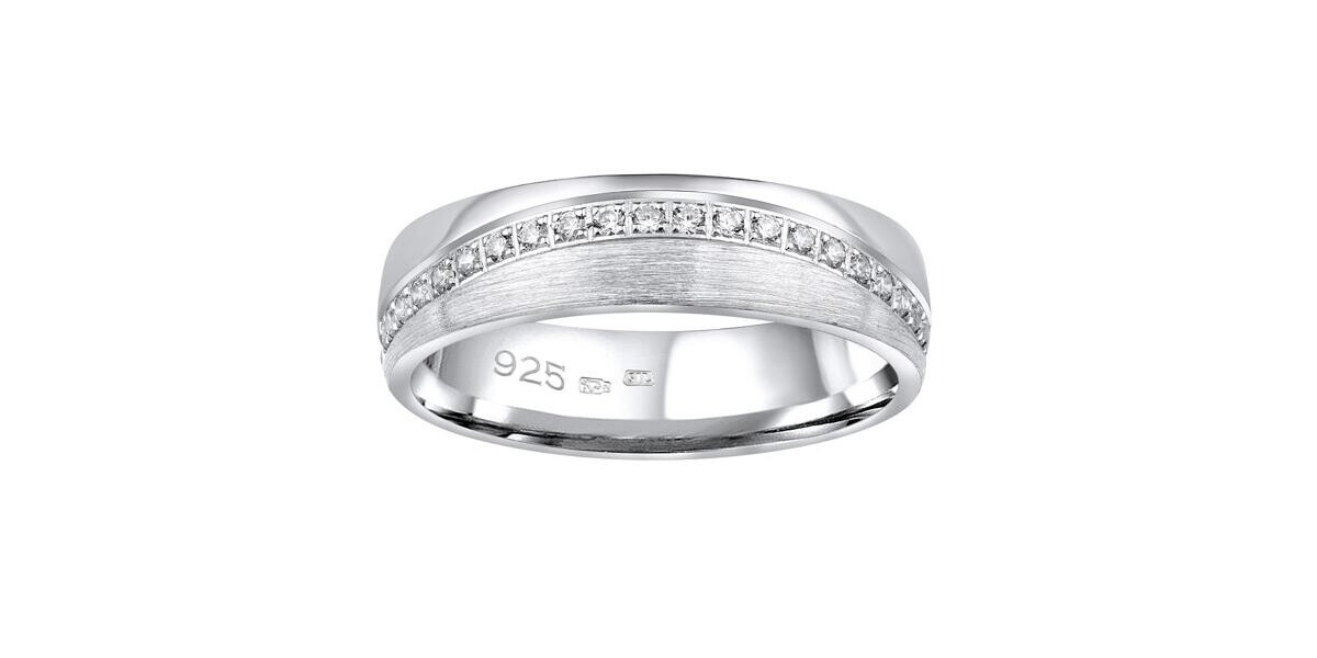 Snubný strieborný prsteň GLAMIS v prevedení so zirkónmi pre ženy veľkosť obvod 51 mm