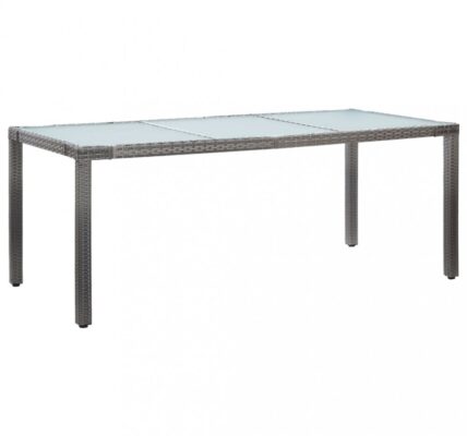 Záhradný stôl 150x90x75 cm sklo / polyratan Dekorhome Sivá,Záhradný stôl 150x90x75 cm sklo / polyratan Dekorhome Sivá
