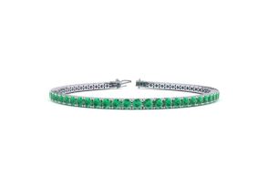 3 3/4 Carat Emerald Tennis Bracelet in 14K White Gold (8.6 g), 6 1/2 Inches by SuperJeweler