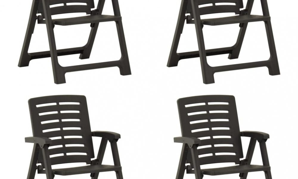 Skladacia záhradná stolička 4 ks plast Dekorhome Antracit,Skladacia záhradná stolička 4 ks plast Dekorhome Antracit