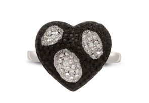 Black & White Diamond Heart Cocktail Ring,  by SuperJeweler
