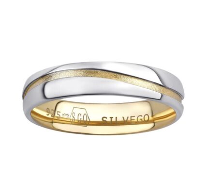 Snubný strieborný prsteň MARIAGE pozlátený žltým zlatom veľkosť obvod 61 mm
