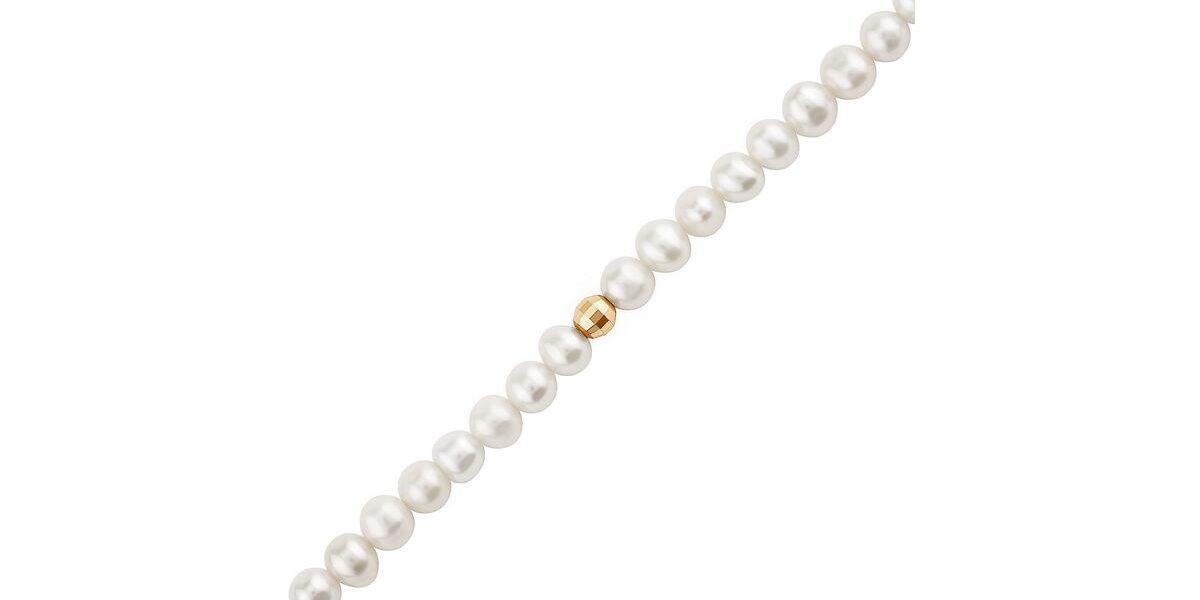 Perlový náhrdelník Calen z prírodných bielych perál so zlatou korálkou