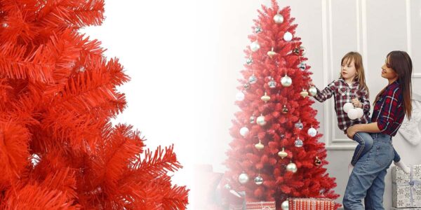 Červený umelý vianočný stromček, 150 cm 415 vetiev