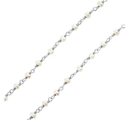 Strieborný náhrdelník s prírodnými bielymi perlami Arika