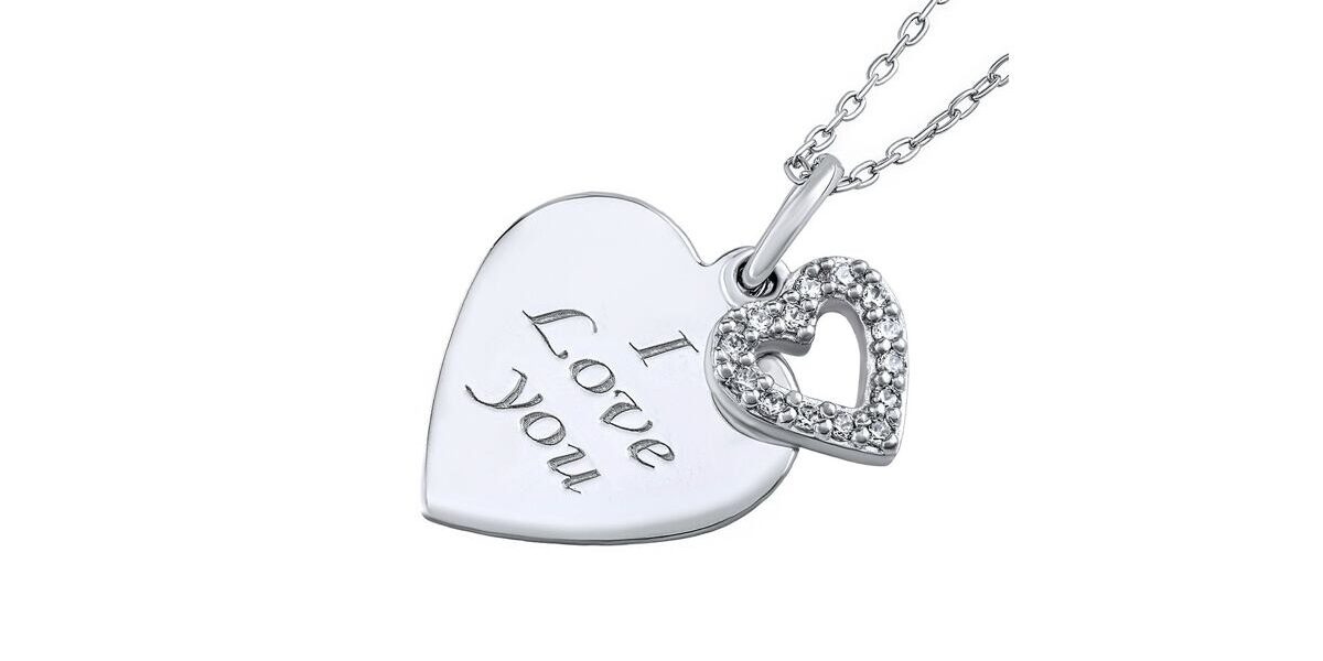 Strieborný náhrdelník s príveskom srdiečka „I love you“ – 42 + 5 cm