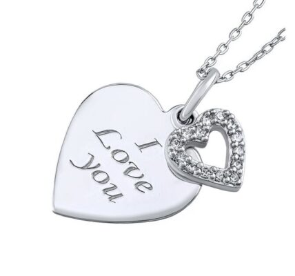 Strieborný náhrdelník s príveskom srdiečka „I love you“ – 42 + 5 cm
