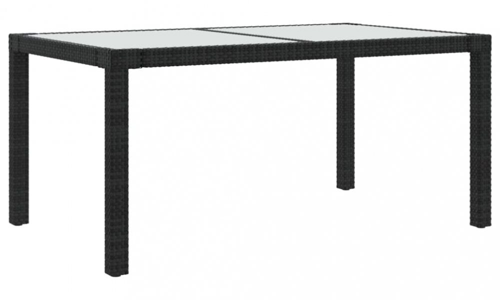 Záhradný stôl 150x90x75 cm sklo / polyratan Dekorhome Čierna / priehľadná,Záhradný stôl 150x90x75 cm sklo / polyratan Dekorhome Čierna / priehľadná