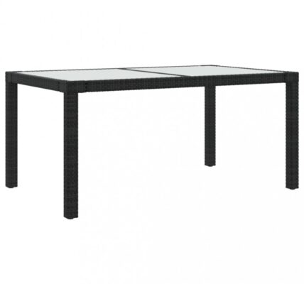 Záhradný stôl 150x90x75 cm sklo / polyratan Dekorhome Čierna / priehľadná,Záhradný stôl 150x90x75 cm sklo / polyratan Dekorhome Čierna / priehľadná
