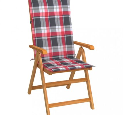 Skladacia záhradná stolička s poduškami teak / látka Dekorhome Biela / červená,Skladacia záhradná stolička s poduškami teak / látka Dekorhome Biela /