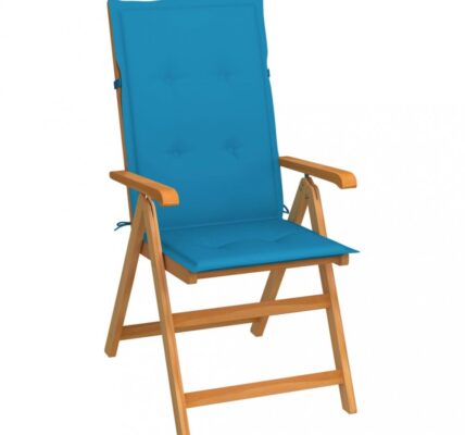 Skladacia záhradná stolička s poduškami teak / látka Dekorhome Svetlo modrá,Skladacia záhradná stolička s poduškami teak / látka Dekorhome Svetlo modr