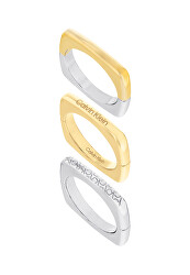 Calvin Klein Štýlová sada oceľových prsteňov 35000512 54 mm