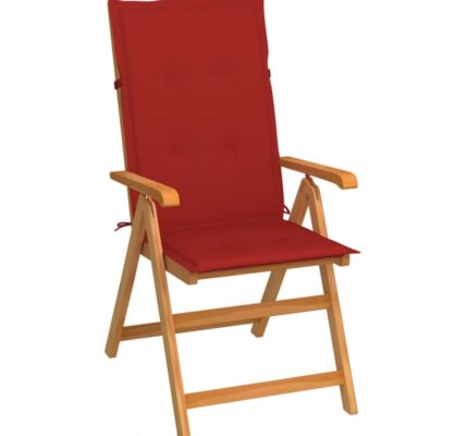 Skladacia záhradná stolička s poduškami teak / látka Dekorhome Červená,Skladacia záhradná stolička s poduškami teak / látka Dekorhome Červená
