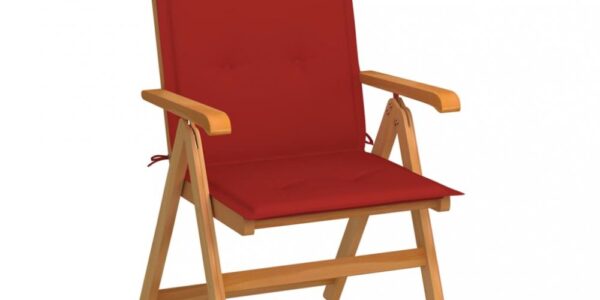 Skladacia záhradná stolička s poduškami teak / látka Dekorhome Červená,Skladacia záhradná stolička s poduškami teak / látka Dekorhome Červená