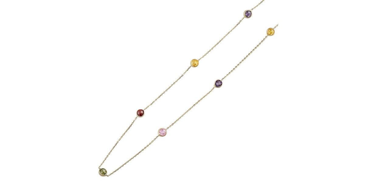 Zlatý náhrdelník Fleur s guličkami Brilliance Zirconia 14kt