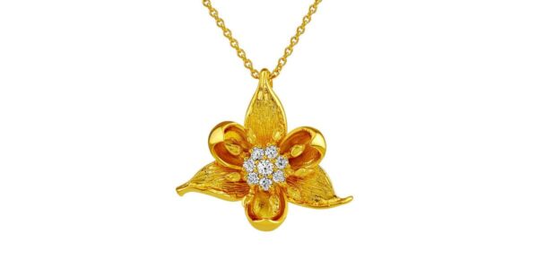 Strieborný/pozlátený náhrdelník Aini s kvetinou a Brilliance Zirconia 18kt.