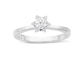 Diamond Flower Promise Ring in White Gold (2.20 g),  by SuperJeweler