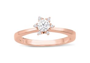 Diamond Flower Promise Ring in Rose Gold (2.20 g),  by SuperJeweler