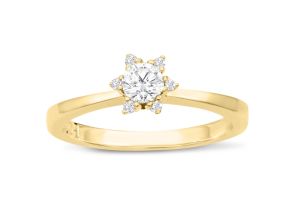 Diamond Flower Promise Ring in Yellow Gold (2.20 g),  by SuperJeweler