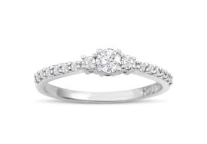Three Diamond Plus Promise Ring in White Gold (1.80 g),  by SuperJeweler