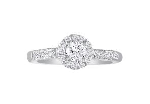 1 Carat Round Halo Diamond Engagement Ring in 14k White Gold (, SI2-I1) by SuperJeweler