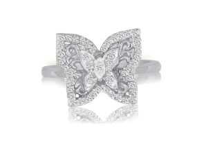 1/4 Carat Diamond Butterfly Ring in White Gold,  by SuperJeweler