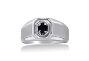 Oval Black Onyx Men’s Ring Crafted in Solid White Gold by SuperJeweler