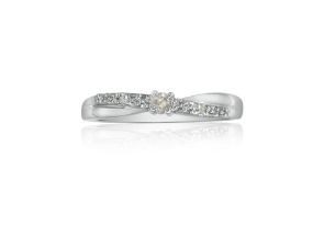Beautiful Crossover .06 Carat Diamond Promise Ring in White Gold,  by SuperJeweler