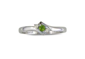 Dainty Bypass Peridot & Diamond Ring in White Gold (1.6 g),  by SuperJeweler
