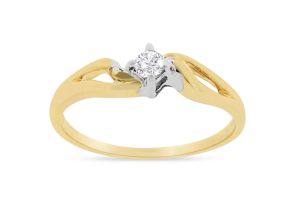 Previously Owned Pretty Bypass Open Shank Yellow Gold Diamond Promise Ring,  by SuperJeweler