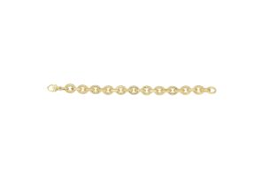 14K Yellow Gold (10.50 g) 7.5 Inch Textured & Shiny Oval Link Chain Bracelet by SuperJeweler