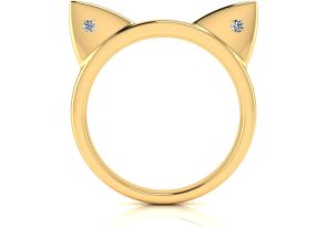 Diamond Accent Cat Ears Ring in Yellow Gold (1.4 g) Over Sterling Silver,  by SuperJeweler