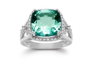 5 Carat Cushion Cut Halo Style Green Amethyst Ring Crafted in Solid Sterling Silver by SuperJeweler