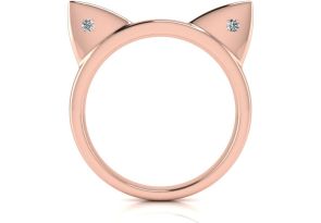 Diamond Accent Cat Ears Ring in Rose Gold (1.4 g) Over Sterling Silver,  by SuperJeweler