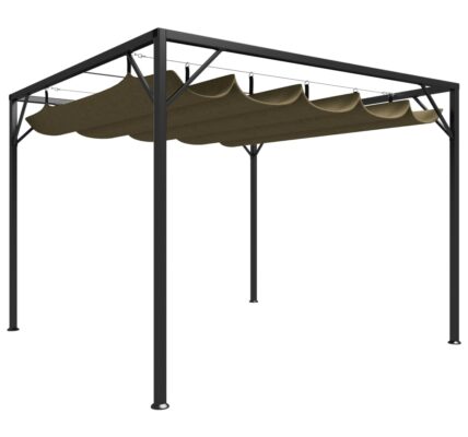 vidaXL Záhradný altánok, zaťahovacia strecha 3×3 m, sivohnedý 180 g/m²