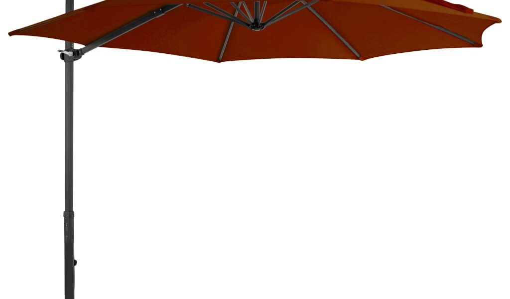 vidaXL Závesný slnečník s hliníkovou tyčou 300 cm tehlovočervený