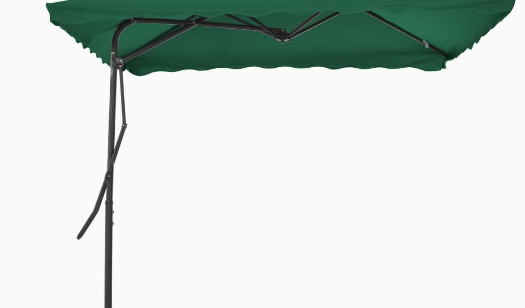 vidaXL Vonkajší slnečník s oceľovou tyčou 250×250 cm zelený
