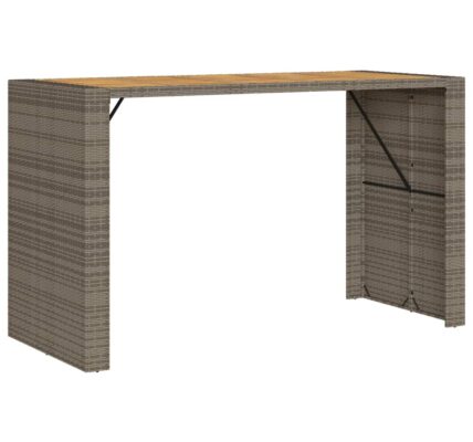 vidaXL Záhradný stôl s akáciovou doskou sivý 185x80x110 cm, polyratan
