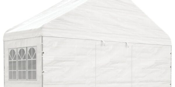 vidaXL Altánok so strechou, biely 5,88×2,23×3,75 m, polyetylén