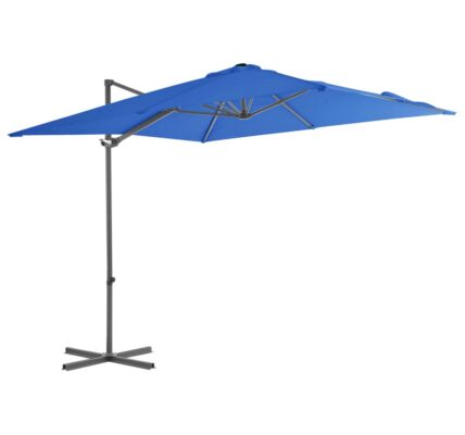 vidaXL Závesný slnečník s oceľovou tyčou azúrovo-modrý 250×250 cm