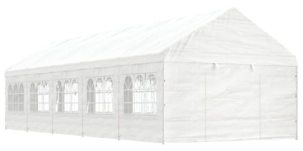 vidaXL Altánok so strechou, biely 11,15×4,08×3,22 m, polyetylén