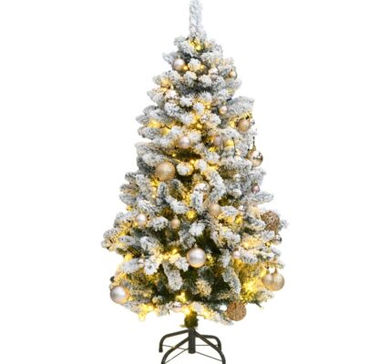 vidaXL Umelý výklopný vianočný stromček 150 LED a sada gulí 150 cm
