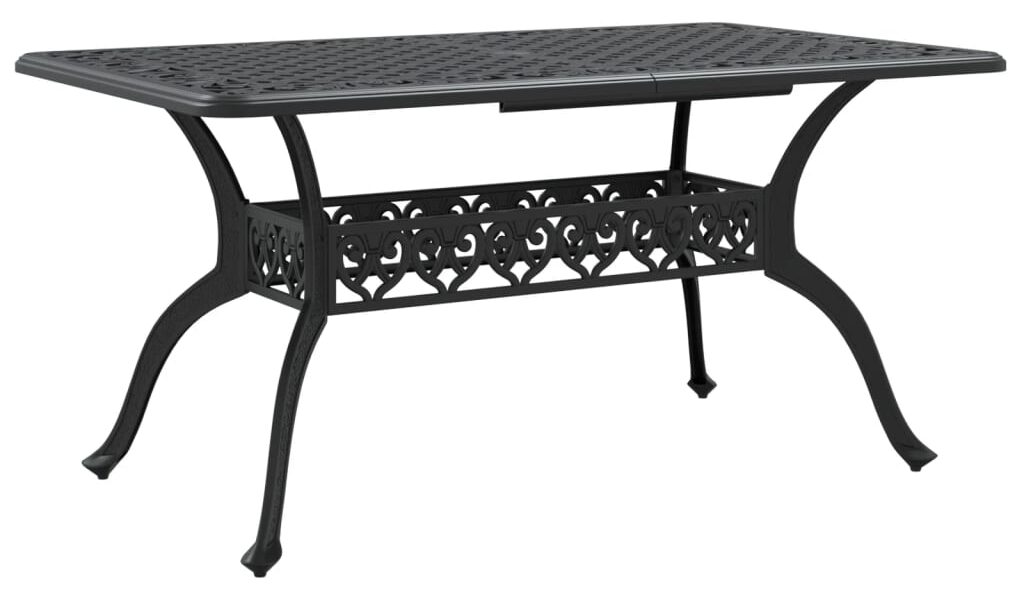 vidaXL Záhradný stôl čierny 150x90x72 cm liaty hliník