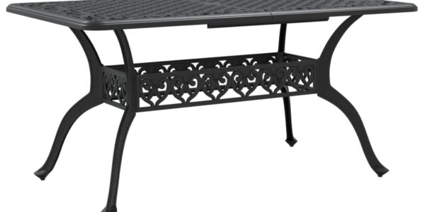vidaXL Záhradný stôl čierny 150x90x72 cm liaty hliník